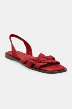Medicine sandale din piele intoarsa femei, culoarea rosu imagine