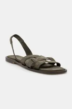 Medicine sandale din piele intoarsa femei, culoarea verde imagine