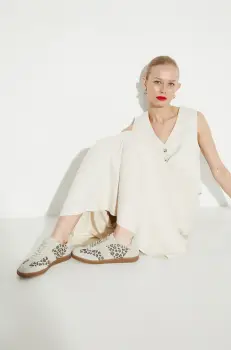 Medicine tenisi din piele intoarsa femei, culoarea bej imagine