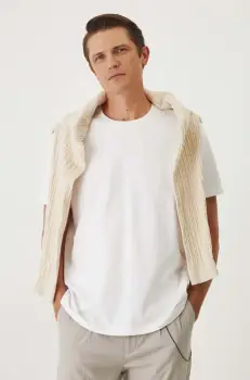 Medicine tricou barbati, culoarea alb, neted imagine