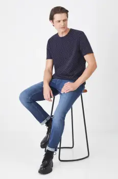 Medicine tricou barbati, culoarea albastru marin, neted imagine