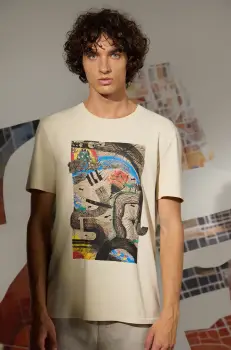 Medicine tricou barbati, culoarea bej, cu imprimeu imagine