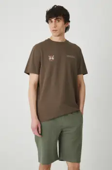 Medicine tricou barbati, culoarea maro, cu imprimeu imagine