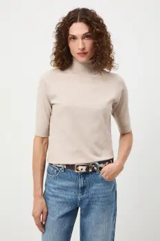 Medicine tricou culoarea bej, cu guler imagine