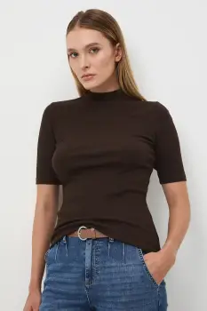 Medicine tricou culoarea bej, cu turtleneck imagine