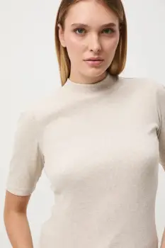 Medicine tricou culoarea bej, cu turtleneck imagine