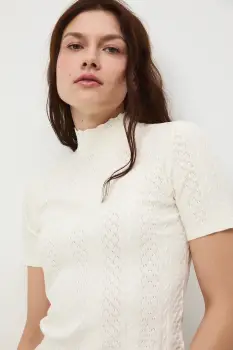 Medicine tricou culoarea bej, cu turtleneck imagine