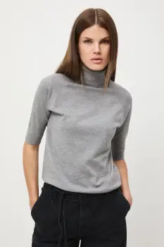 Medicine tricou culoarea gri, cu guler imagine