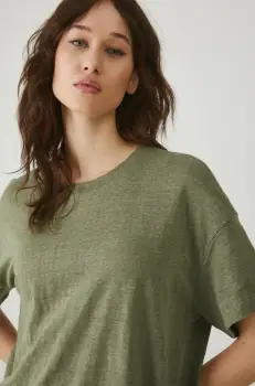 Medicine tricou de in femei, culoarea verde imagine