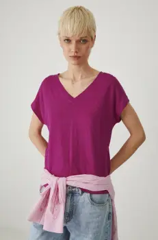 Medicine tricou de in femei, culoarea violet imagine