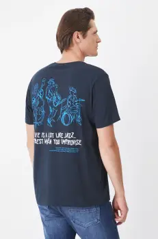 Medicine tricou din bumbac barbati, culoarea albastru marin, cu imprimeu imagine