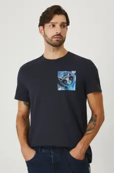 Medicine tricou din bumbac barbati, culoarea albastru marin, cu imprimeu imagine