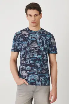 Medicine tricou din bumbac barbati, culoarea albastru marin, modelator imagine