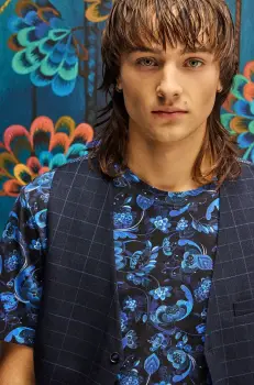 Medicine tricou din bumbac barbati, culoarea albastru marin, modelator imagine