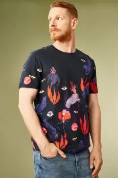 Medicine tricou din bumbac barbati, culoarea albastru marin, modelator imagine