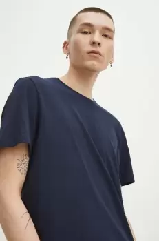 Medicine tricou din bumbac barbati, culoarea albastru marin, neted imagine