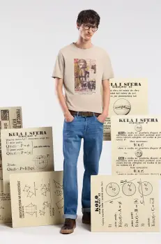 Medicine tricou din bumbac barbati, culoarea bej, cu imprimeu imagine