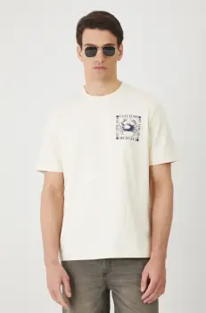 Medicine tricou din bumbac barbati, culoarea bej, cu imprimeu imagine