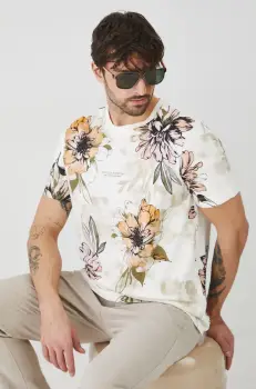 Medicine tricou din bumbac barbati, culoarea bej, modelator imagine