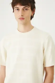 Medicine tricou din bumbac barbati, culoarea bej, neted imagine