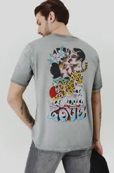 Medicine tricou din bumbac barbati, culoarea gri, cu imprimeu imagine