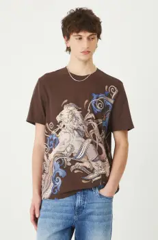 Medicine tricou din bumbac barbati, culoarea maro, cu imprimeu imagine