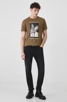 Medicine tricou din bumbac barbati, culoarea maro, cu imprimeu imagine