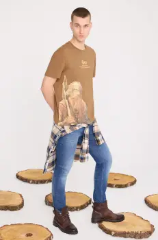 Medicine tricou din bumbac barbati, culoarea maro, cu imprimeu imagine