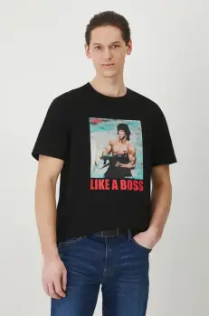 Medicine tricou din bumbac barbati, culoarea negru, cu imprimeu imagine