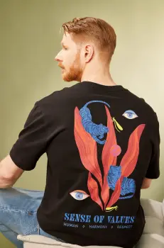 Medicine tricou din bumbac barbati, culoarea negru, cu imprimeu imagine