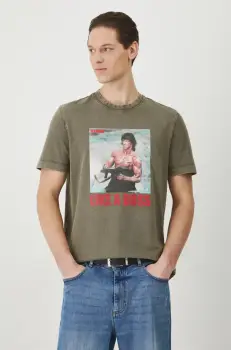 Medicine tricou din bumbac barbati, culoarea verde, cu imprimeu imagine