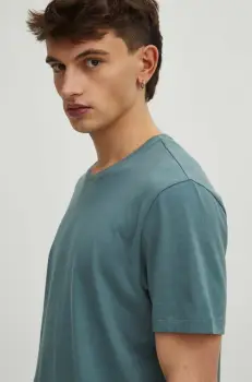 Medicine tricou din bumbac barbati, culoarea verde, neted imagine