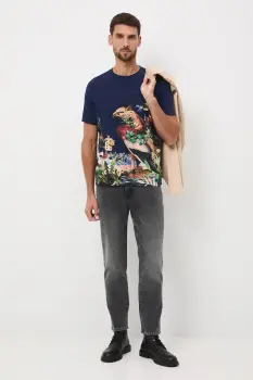 Medicine tricou din bumbac culoarea albastru marin, cu imprimeu imagine