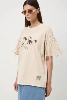 Medicine tricou din bumbac culoarea bej imagine