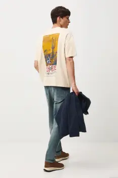 Medicine tricou din bumbac culoarea bej, cu imprimeu imagine