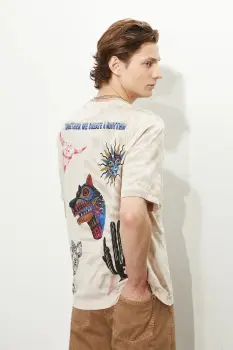 Medicine tricou din bumbac culoarea bej, cu imprimeu imagine