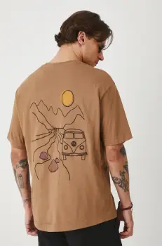 Medicine tricou din bumbac culoarea bej, cu imprimeu imagine