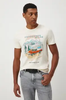 Medicine tricou din bumbac culoarea bej, cu imprimeu imagine