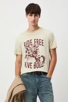 Medicine tricou din bumbac culoarea bej, cu imprimeu imagine