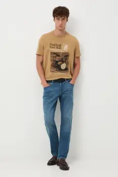 Medicine tricou din bumbac culoarea bej, cu imprimeu imagine