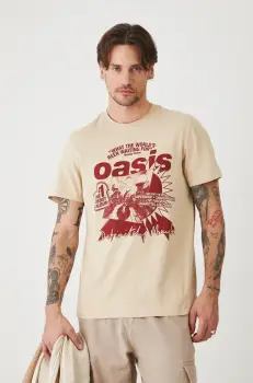 Medicine tricou din bumbac culoarea bej, cu imprimeu imagine