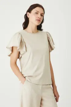 Medicine tricou din bumbac culoarea bej, cu spate descoperit imagine