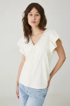 Medicine tricou din bumbac culoarea bej imagine