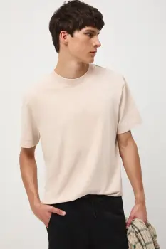 Medicine tricou din bumbac culoarea bej, uni imagine