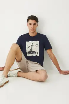 Medicine tricou din bumbac culoarea bleumarin, cu imprimeu imagine