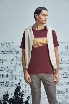 Medicine tricou din bumbac culoarea bordo, cu imprimeu imagine