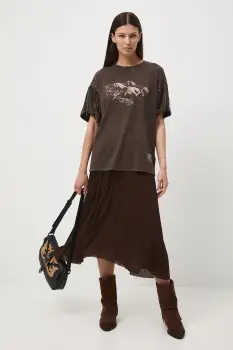 Medicine tricou din bumbac culoarea maro imagine