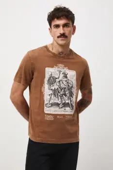 Medicine tricou din bumbac culoarea maro, cu imprimeu imagine