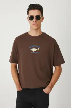 Medicine tricou din bumbac culoarea maro, cu imprimeu imagine