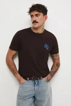 Medicine tricou din bumbac culoarea maro, cu imprimeu imagine